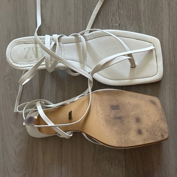 Zara Women's Cream Lace-Up Sandals - Picture 5 of 5
